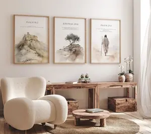 Set of 3 Bible Verse, Psalm 23 4, Jeremiah 29 11, Psalm 91 2, Jesus painting, Print, Jesus portrait, Jesus wall art, Inspirational quotes