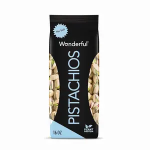 Wonderful Pistachios In Shell, Roasted with No Salt Nuts, 16 Ounce Bag, Protein Snacks, Gluten Free, Healthy Snacks for Adults Natural Salted