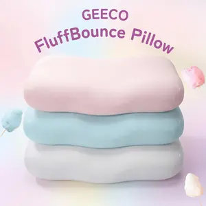 GEECO Cooling Cloud Pillow + FREE Cooling Pillowcase | Pillows Sleeping | Ergonomic,Cervical Dual-Height Slow-Rebound Memory Foam with Washable Cooling Cover for Side Back & Stomach Sleepers