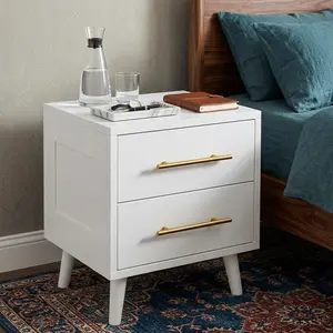 Christmas Themed Nightstand, 2-Drawer Bedside Table, Modern Side End Table for Bedroom Decor