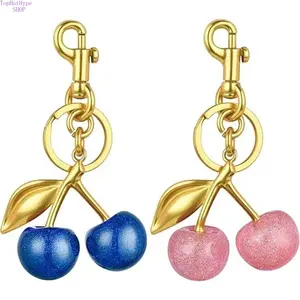 Cherry Bag Charm - Purse Charms Keychain- Car Cherry Accessories Bag Accessory keychians Gifts for Women Purses Bags Handbags Wallets Backpacks