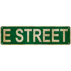 Metal Tin Sign E Street sign Retro Aluminum Metal Sign for Street Home Office Garden Decor 4*16 Inches