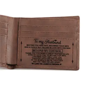 Engraved Wallet for Man - Personalized Leather for Husband Wallet with Unique Engravings Anniversary Gift