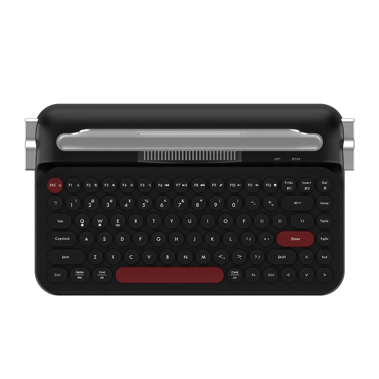 Ajazz AF84 Wireless Membrane Silent Typewriter Keyboard, Bluetooth/2.4G Dual-Mode Connection, Cute Retro Aesthetic Design with Integrated Stand for Tablet, Phone, PC and Win/Mac/Android Black # multi-device keyboard #computer keyboards #integrate stand