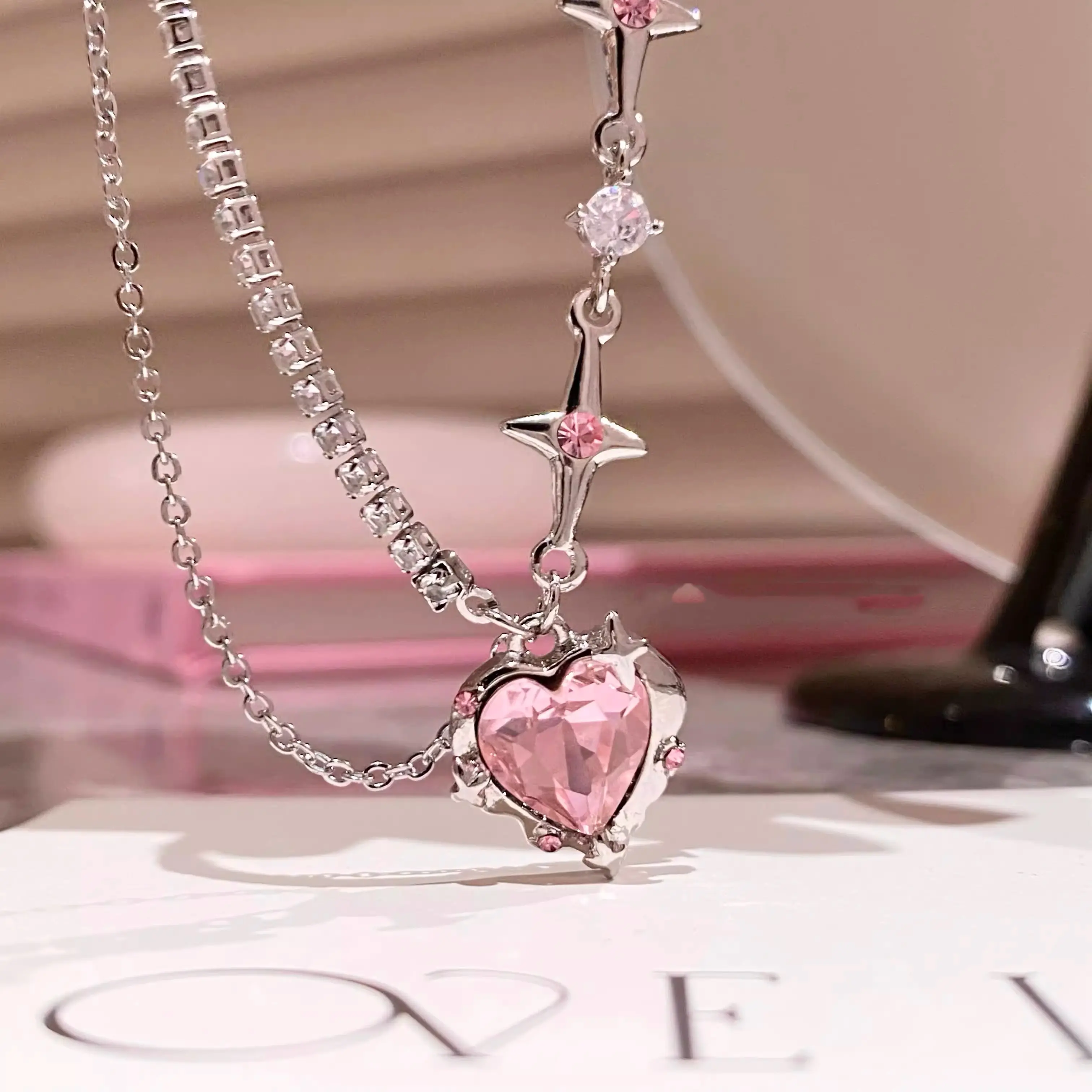 Glamour Heart Star Necklace golden twist heart necklaces pink pendant necklace pickleballnecklacekendra necklaces lover sugar necklace marlu  jewelry Dropnecklace