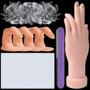 EBANKU Acrylic Nail Practice Hand, Flexible Bendable Manicure Hands, Includes 500 Fake Nails, Gel Polish, File, Nail Art Training Tool, Nail Art Accessories