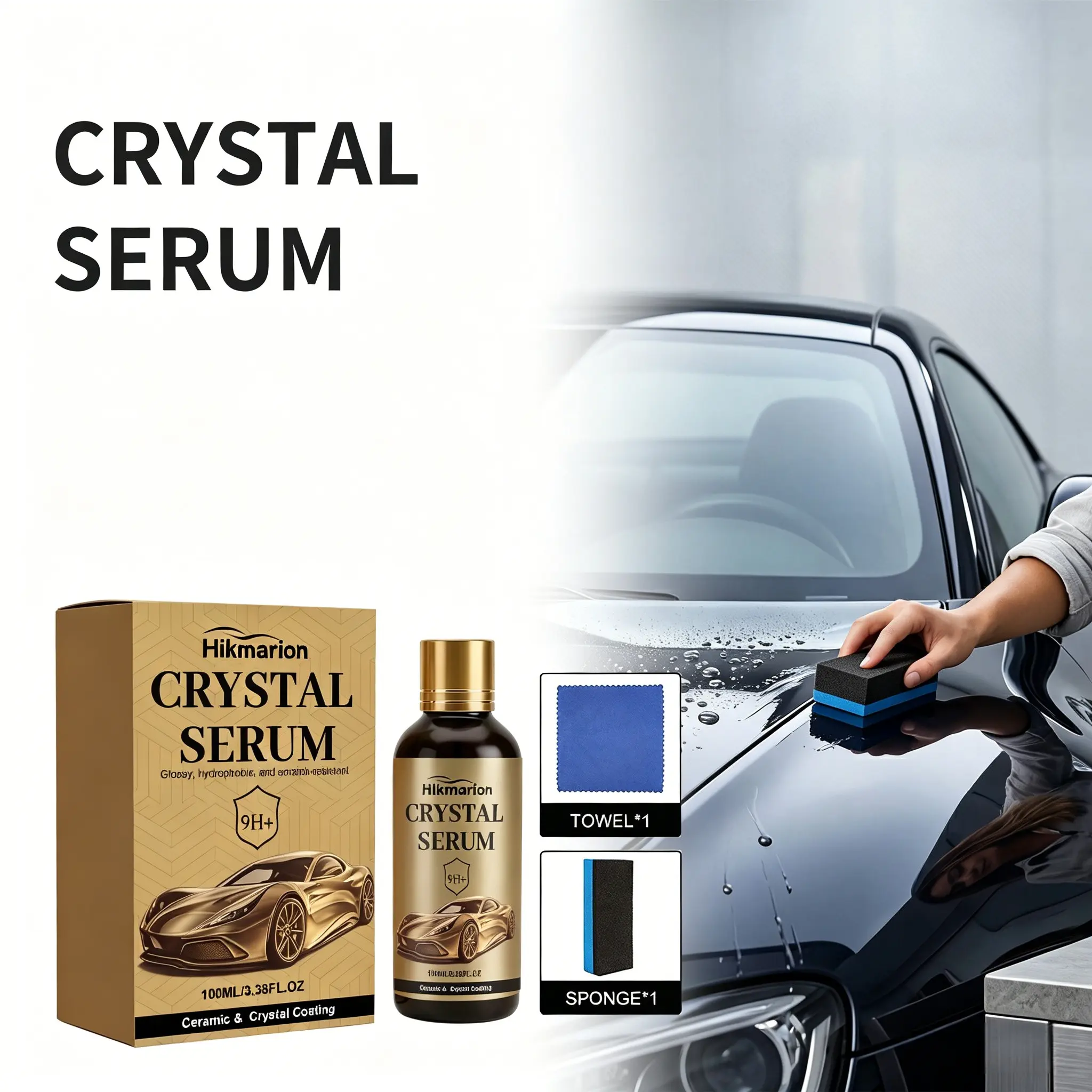 9H High-End Graphene Ceramic Coating 100ML, Long Lasting Car Paint Protection, Super Hydrophobic Gloss Coating, Anti-Scratch Anti-Stain Auto Detailing Nano Coating for Vehicles, Automotive Coating Agent, Auto Detailing Supplies