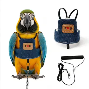 Parrot Clothes Leash, Bird Walking Harness, Flying Rope for Monk Parakeet, Tiger Skin, Peony, Flight Suit, Pet Accessories, Training, Outdoor