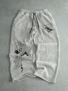 Men's Drawstring Waist Pants, Lucifer Angel Print Long Pants, Comfortable Fashion Casual Sweatpants, Suitable for All Seasons