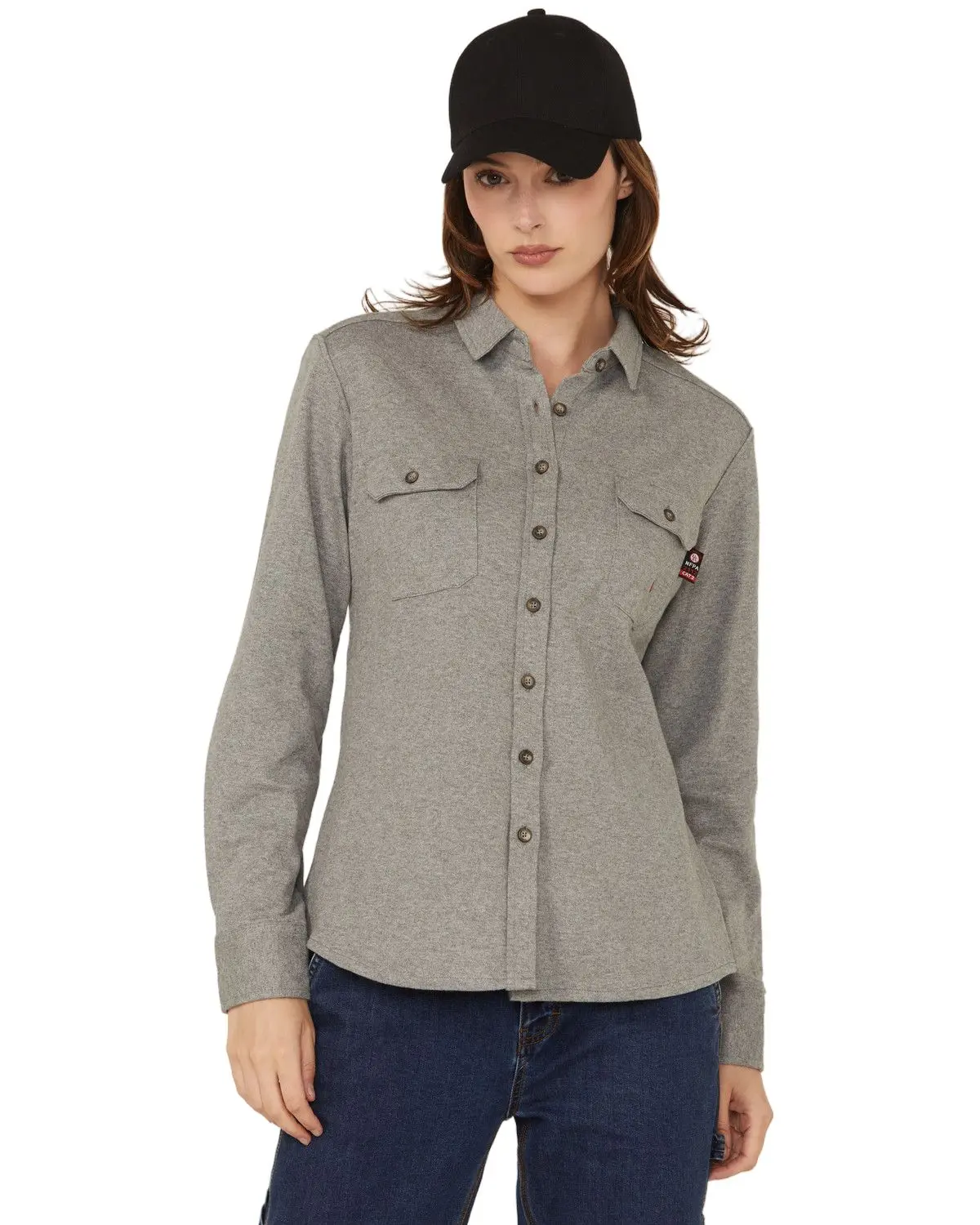 Forge Workwear Women's Women'S Fr Knit Long Sleeve Button-Down Work Shirt - Lfrb1ps-026