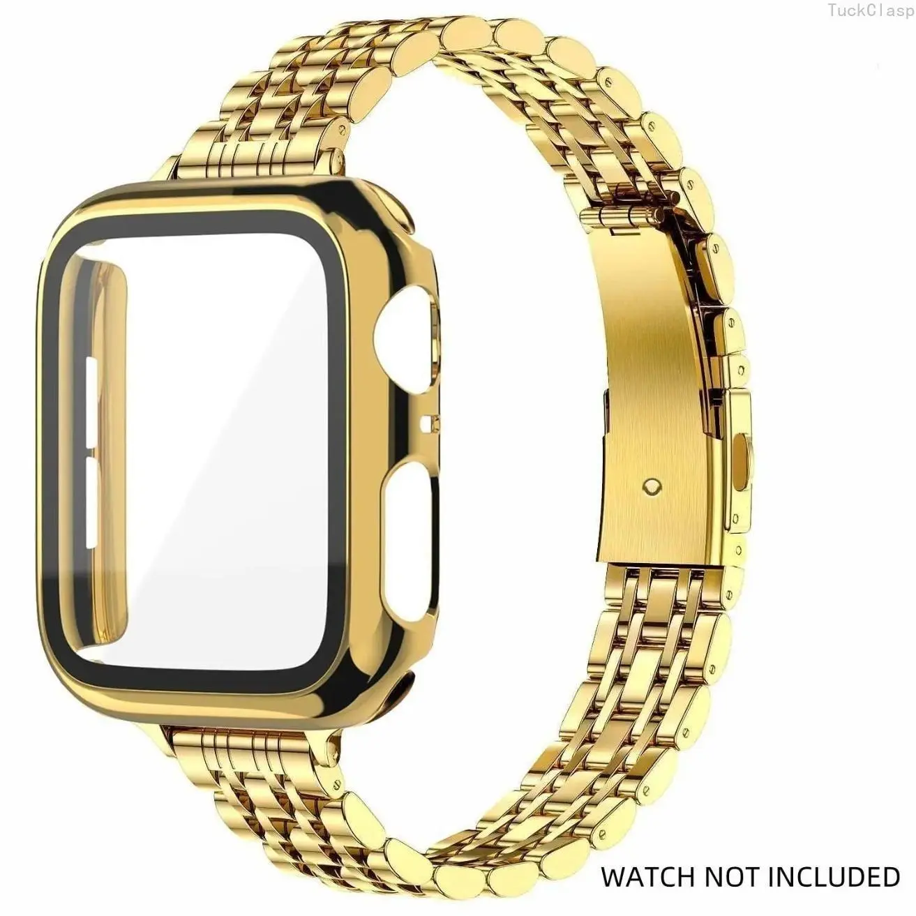 Watch Band Compatible with Apple Watch and Protective Case Set, Smartwatch Accessories for Men and Women, Durable Replacement Strap with Full Coverage Case for Everyday Wear, Smartwatch