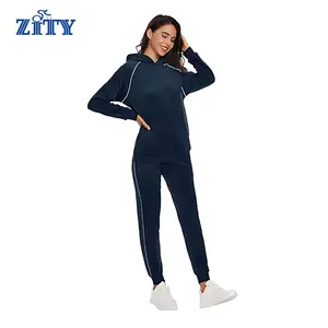 ZITY Women's Velour Tracksuit Set - 2 Piece Joggers & Hoodie - Plush Thickening - Basic Long Sleeve Minimalist Style