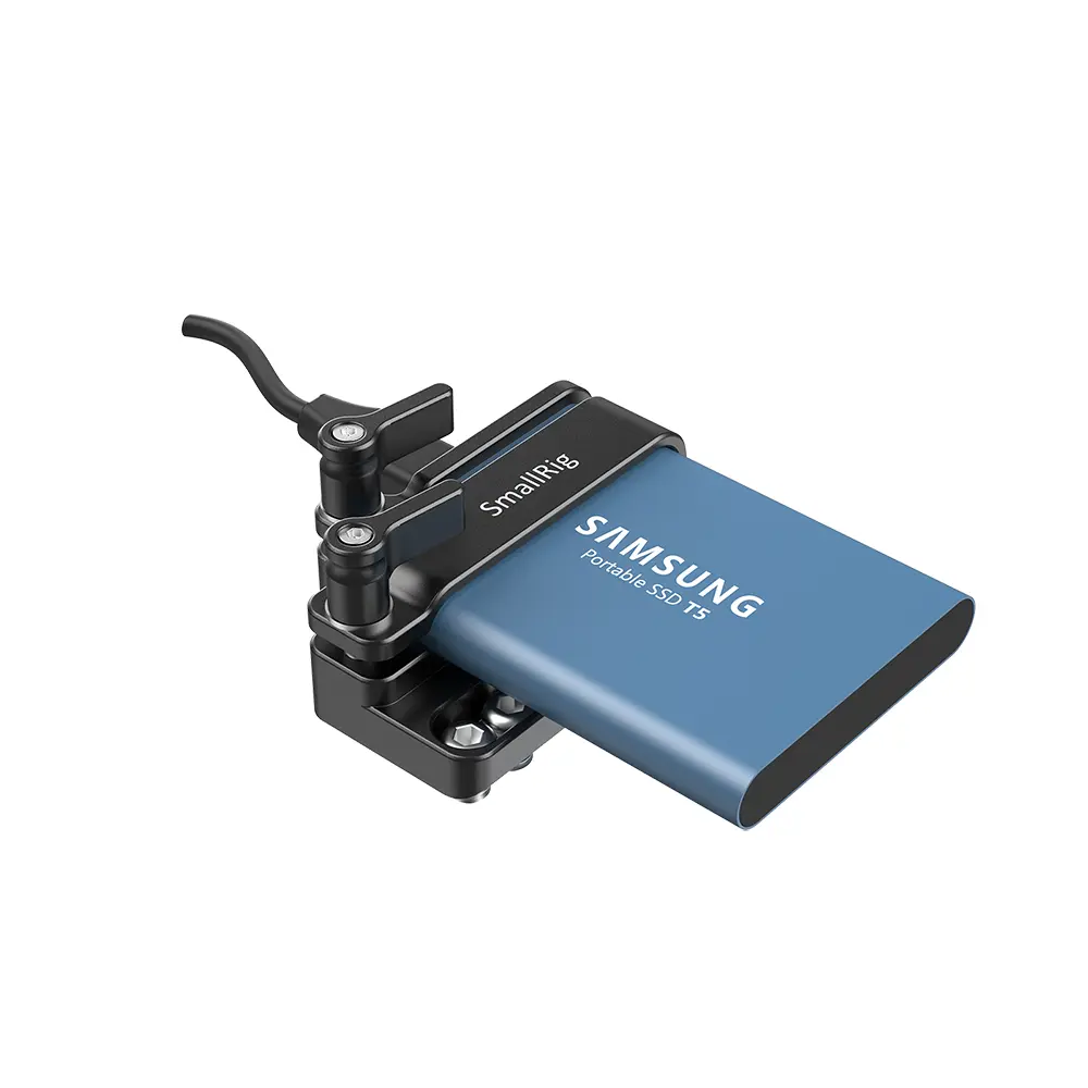 SmallRig Mount Bracket SSD Holder for Samsung T5 SSD with 1/4”-20 Threads, Compatible with SmallRig Cage for BMPCC 4K & 6K and for Z CAM (NEW VERSION) – 2245B
