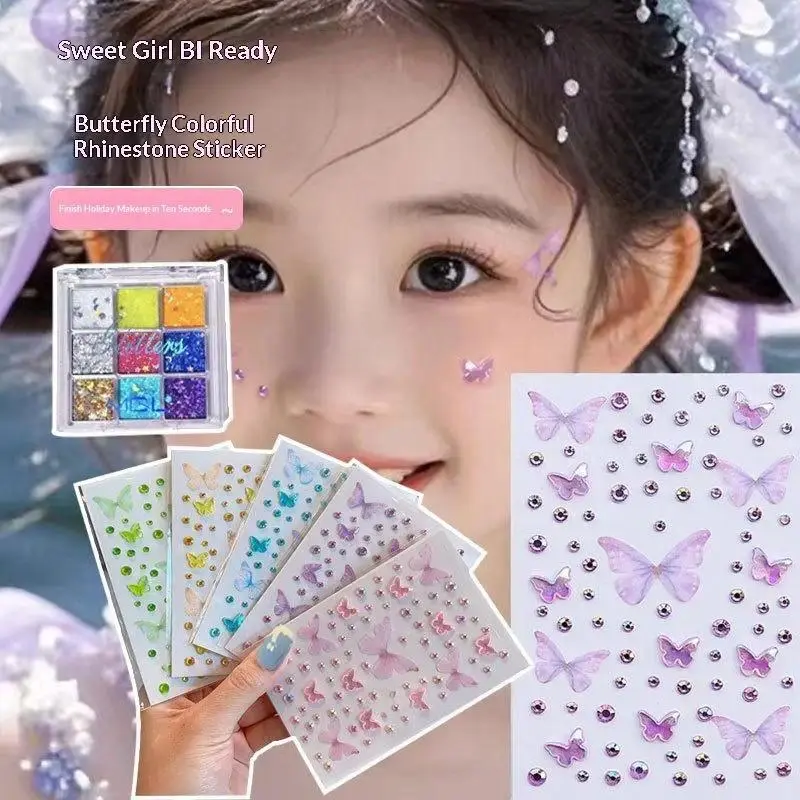Face Painting Stickers For Kids Girl Stickers Glitter Stickers Stage Makeup Stickers Sequin Makeup Shiny Eyeshadow Palette