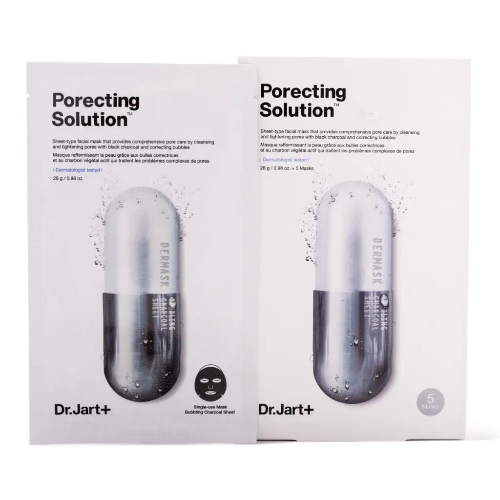 Dr.Jart+ Dermask Ultra Jet Porecting Solution, Moisturizing Pore Detox Mask with Bubbling Action, Korean Facial Sheet Masks, 5-Pack, Korean Face Masks