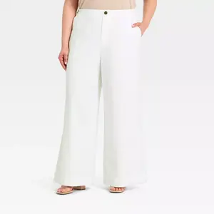 Women's Faux Linen Trousers - A New Day White 17