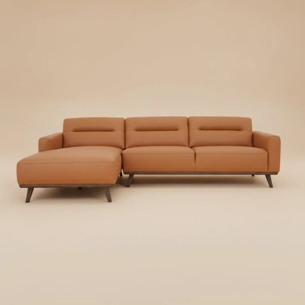 Baltic Sectional Left Cognac Leather Sofa
