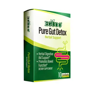 EGUOO 10-Day Fast Colon Cleanse & Detox Powder - Natural Fiber Supplement for Bloating & Constipation Relief - 10 Packets