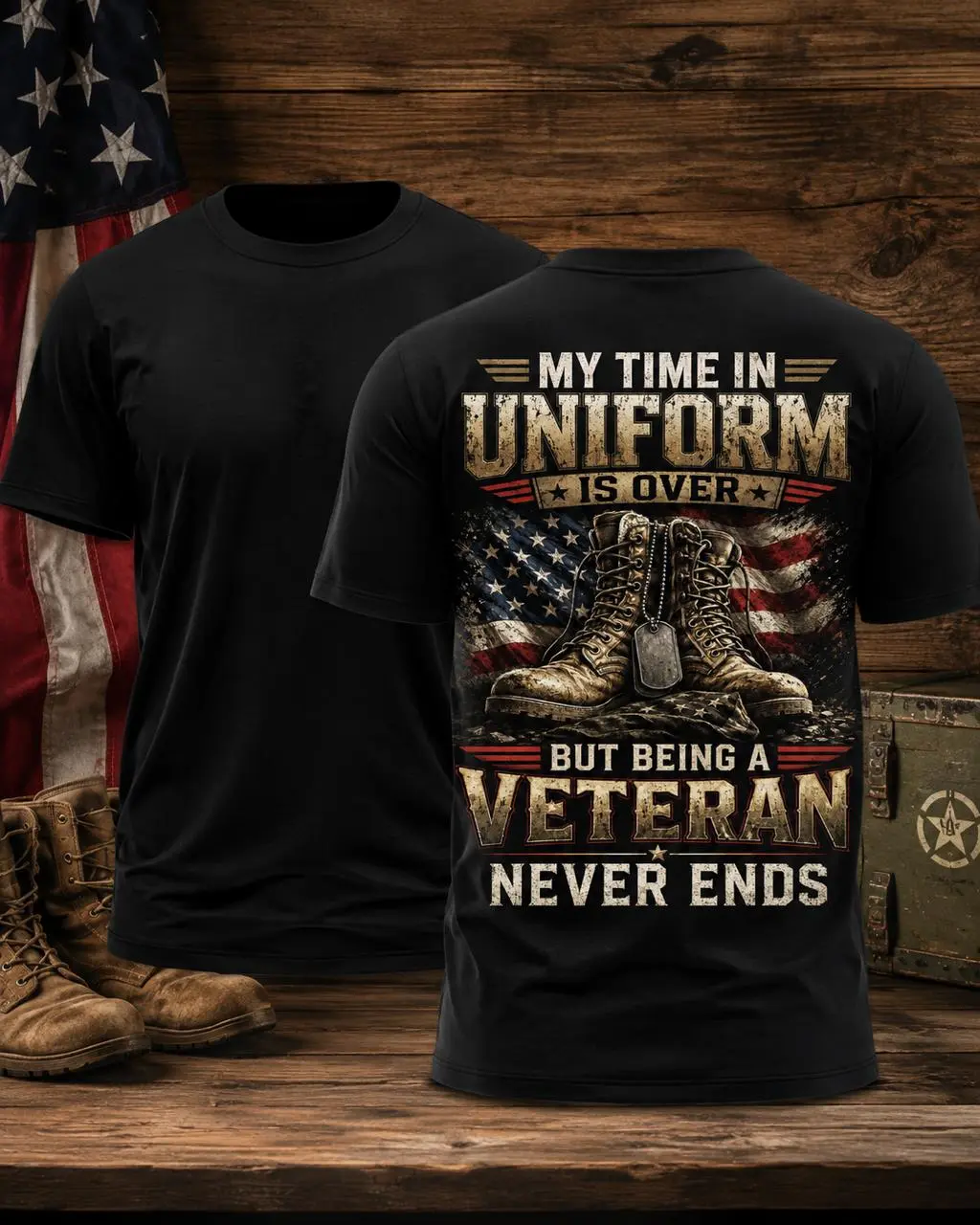Veteran Tribute T-Shirt, Patriotic American Flag Graphic Tee, Military Appreciation Shirt