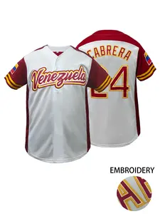 High Quality "Venezuela 24" Stitched Baseball Jersey,Embroidered Baseball Jersey,Loose Short Sleeve Comfortable Sportswear Breathable Baseball Shirt,Perfect for Outdoor Sports, Casual Wear, Unisex All Seasons