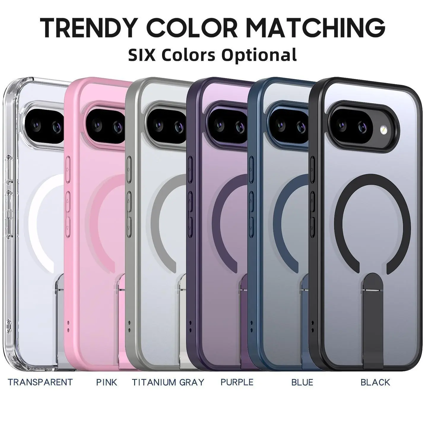 Clear Magnetic Kickstand Phone Case For Google Pixel 9/8/7 Pro | MagSafe Compatible, Hidden Metal Stand, Shockproof Matte Frame | Minimalist Protective Cover | fashion gift, anti-drop case, anti-drop protection #YJGGXZZJK summerwins
