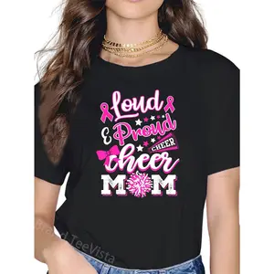 Cheer Mom Pink Month Loud & Proud Cheerleading T-Shirt
