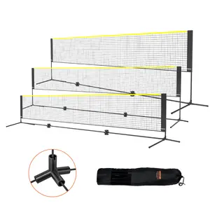 VEVOR Badminton Net,  Height Adjustable Volleyball Net, 17ft Wide Foldable Pickleball Net, Portable Easy Setup Tennis Net Set with Poles, Stand and Carry Bag, for Kids Backyard Game Indoor Outdoor Use