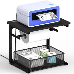 Label Holder for Rolls and Fan-Fold Labels, Shipping Thermal Label Holder with Drawer for Desktop Thermal Printer, Sticker Roll Holder, Label Printer Accessory Supplies for , Office Small Business