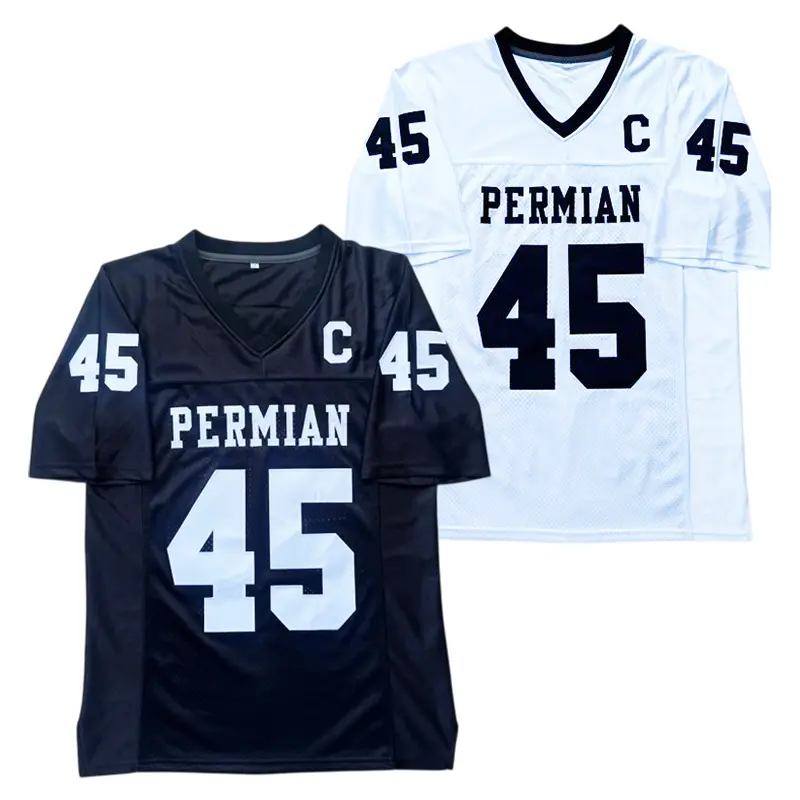 Men's #45 Permian Football Jersey, Retro V-Neck American Football Top with Sewn Embroidery, Breathable Moisture-Wicking Mesh Fabric, Moisture Wicking Shirts, Mesh Net Men's American Football Tops