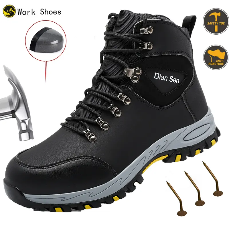 Men's Mesh Work & Safety Boots - Steel Toe, Anti-Smash, Puncture-Proof, Wear-Resistant, Supportive Lightweight, Industrial Construction Warehouse Footwear, Comfortable Daily Wear Shoes, Supportive Lightweight Work & Safety Footwear, Closed, Minimalist, La