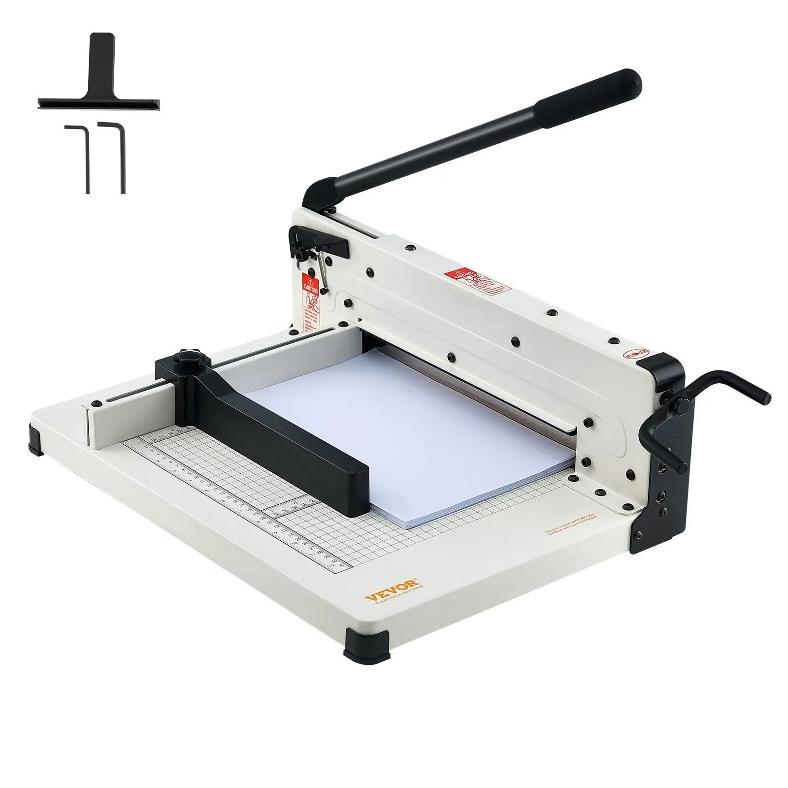 【summerfinds】VEVOR Heavy Duty Paper Cutter, 12" Industrial Commercial Guillotine Paper Cutter for A4 Paper, 400 Sheet Capacity, Solid Steel Construction, Stack Paper Trimmer for Office Home School Shop, White