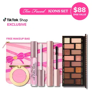 Too Faced Icons Set - Better Than Mascara, Lip Injection Maximum Plump Lip Plumper Gloss, Born This Way The Natural Nudes Eye Shadow Palette, Cloud Crush Blush Candy Clouds