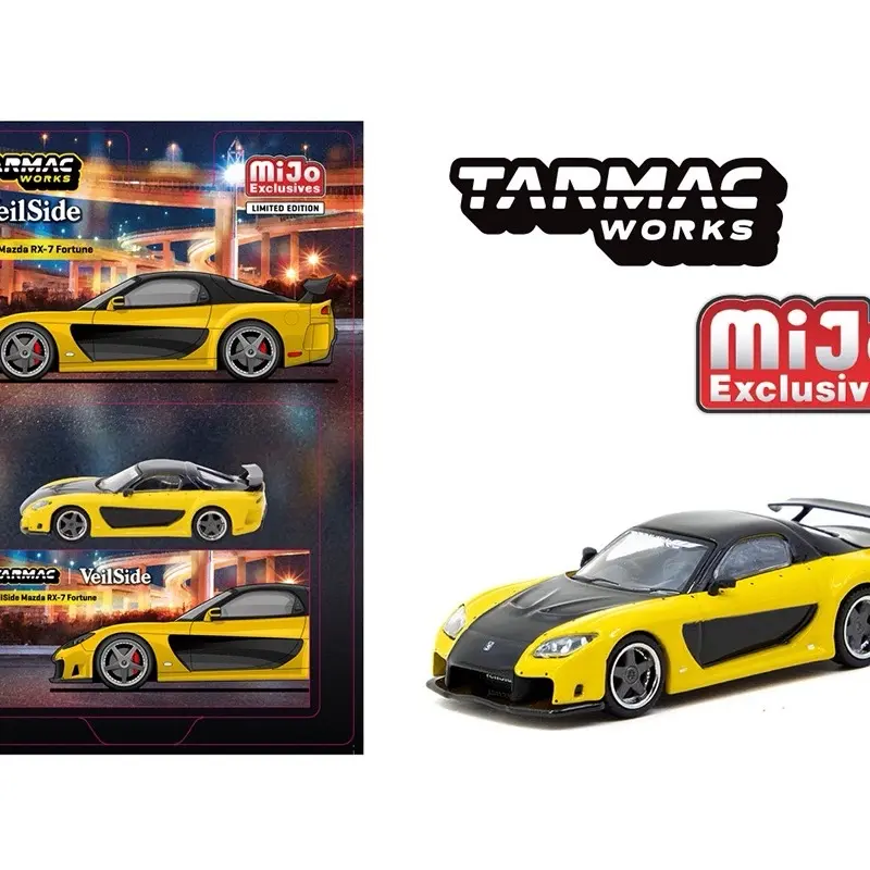 New 1:64 Scale Tarmac Works Veilside Mazda RX-7 Fortune7 Diecast Collectible - Miniature Model Car for Display, Collectible Model Cars Toy, Racing Car Model