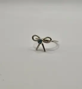 Bow Stacker Ring with Turquoise or Customizable Stone