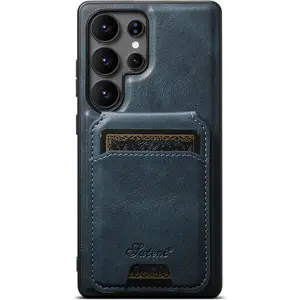 Magnetic 2-in-1 Detachable Wallet Case for Samsung Galaxy S25 Ultra, Vintage Leather RFID Blocking Flip Kickstand Cover with MagSafe, Blue