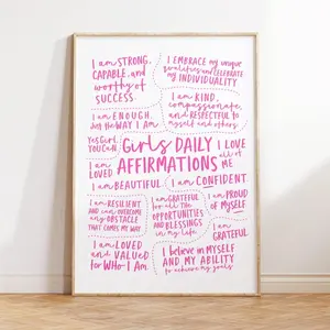 Unframe-Style Waterproof Daily Affirmations Wall Art Posters, Artistic Positive Inspiration Prints, Multi-Size Girls' Room Decoration, Home Supplies for Bedroom & Kitchen