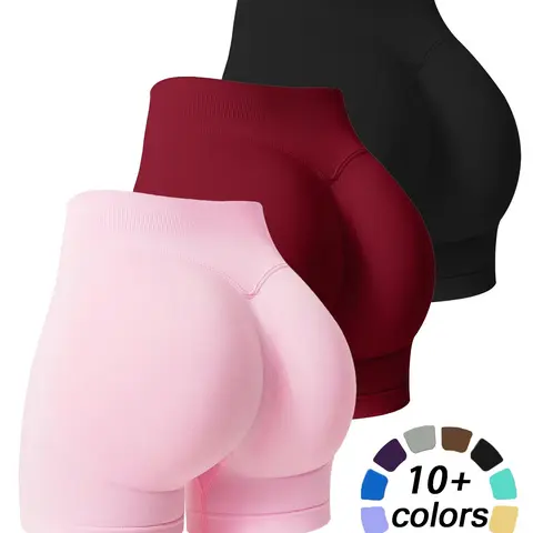 Women's High Waist Sports Shorts, Comfy Breathable Seamless Gym Workout Clothes Women Short Leggings, Ladies Sportswear for All Seasons