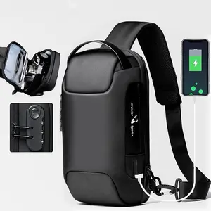 Men'S Usb Crossbody Bag Anti-Theft Shoulder Bags Waterproof Oxford Waist Bag Multifunction Short Travel Messenger Chest Pack Zipper Belt Bag Side Pouch