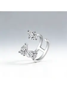 Hot Selling Open Ring Three Diamond Light Luxury Women's Jewelry 925 Silver