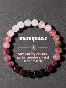 Natural Crystal Beaded Bracelet, Strawberry Crystal Garnet, Quartz, Marble, Menopause Relief, Daily Wear, Hand Jewelry, High Quality Bracelet