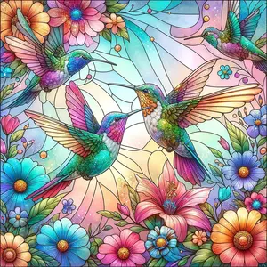 Hummingbirds And Flowers 5D Diamond Painting Art Kits for Beginner DIY Full Drill Diamond Dots Crystal Craft Kits for Home Wall Decor Gifts