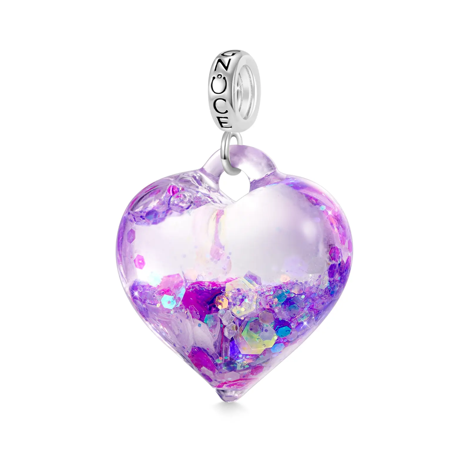 Gnoce Purple Glitter Heart Pendant Dangle Charms for Bracelet Necklace Ladies Fashion Bracelet Charms Glow in the Dark Charm Bracelet Birthday Gift  Valentine's Day Gift  Anniversary Gift