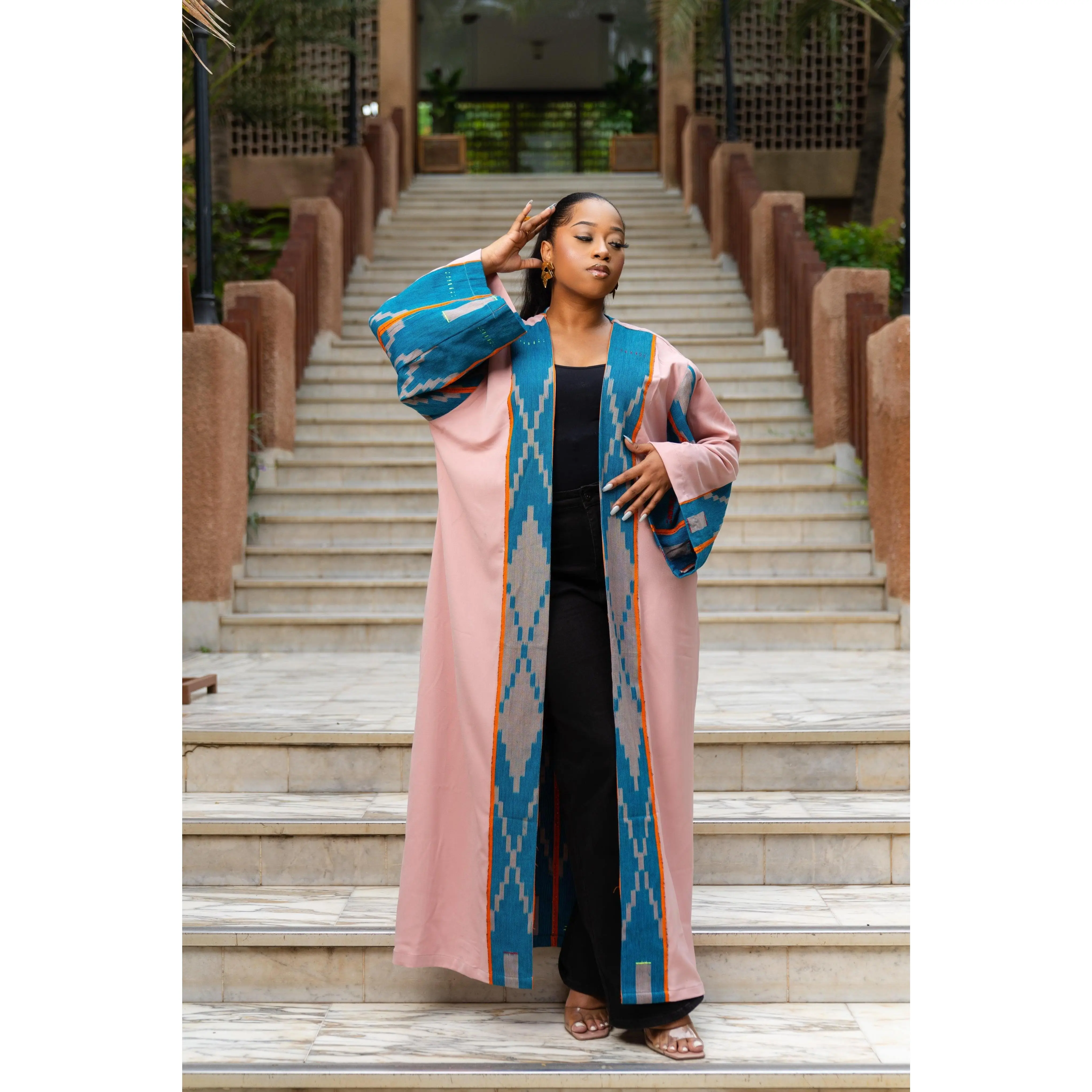 Fanta Knitted African Kimono (Blush Pink)