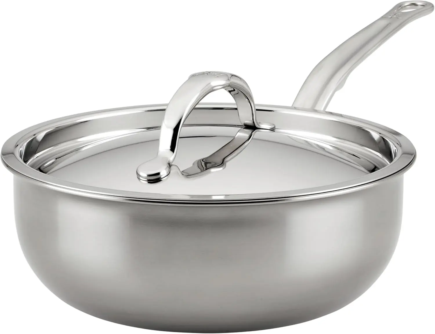 Hestan NanoBond Collection 2-Qt Titanium Stainless Steel Saucier Pan with Lid, Induction-Compatible Cookware