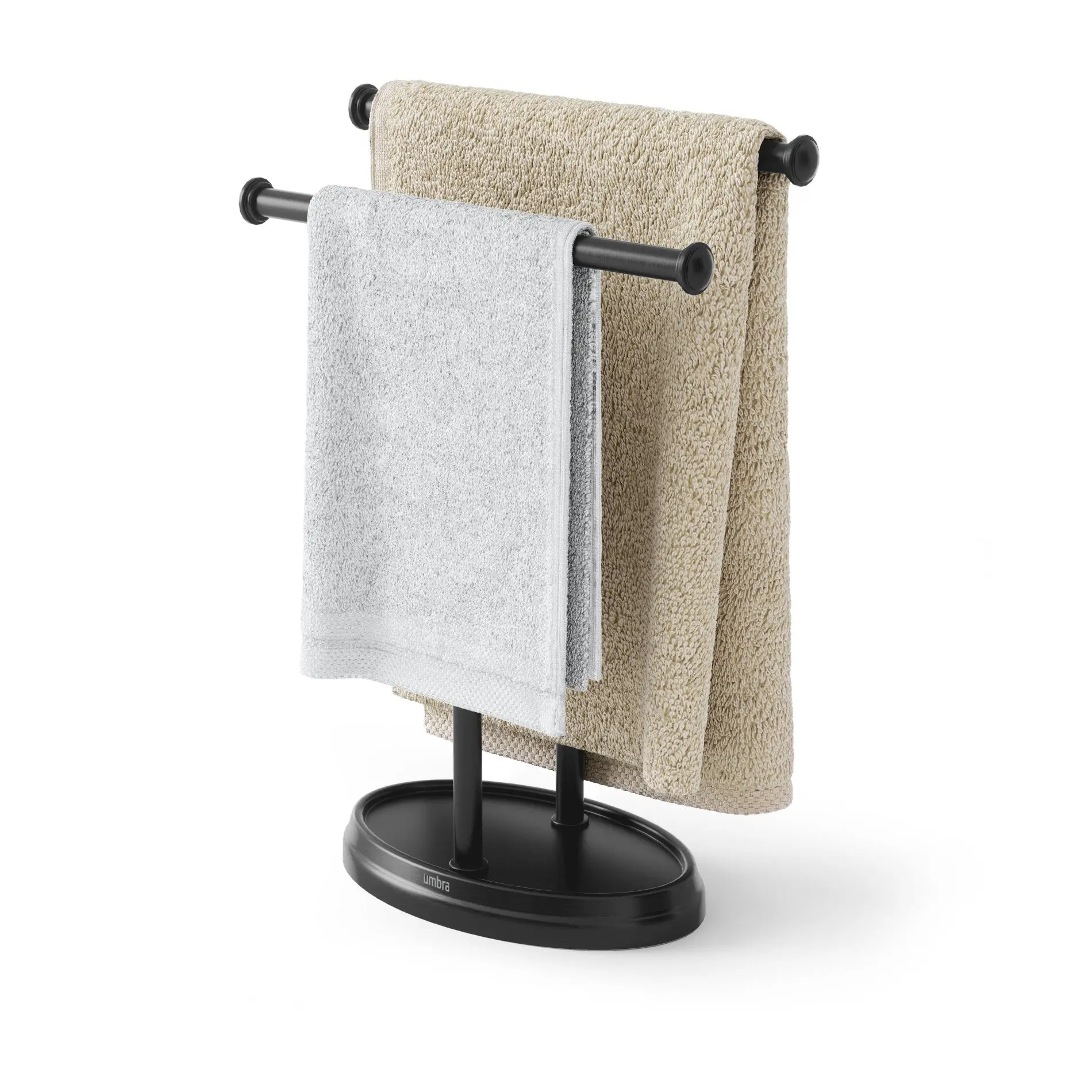 Umbra Palm Double Towel Tree - Elegant, Space-Saving Metal Bathroom Counter Organizer, Hand Towel Holder for Countertops, Countertop Towel Holders