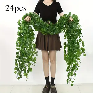 24pcs Lush Ivy Leaves Wall Hanging, Realistic Artificial Greenery for Home, Garden, Wedding & Party Decor, Easy to Install