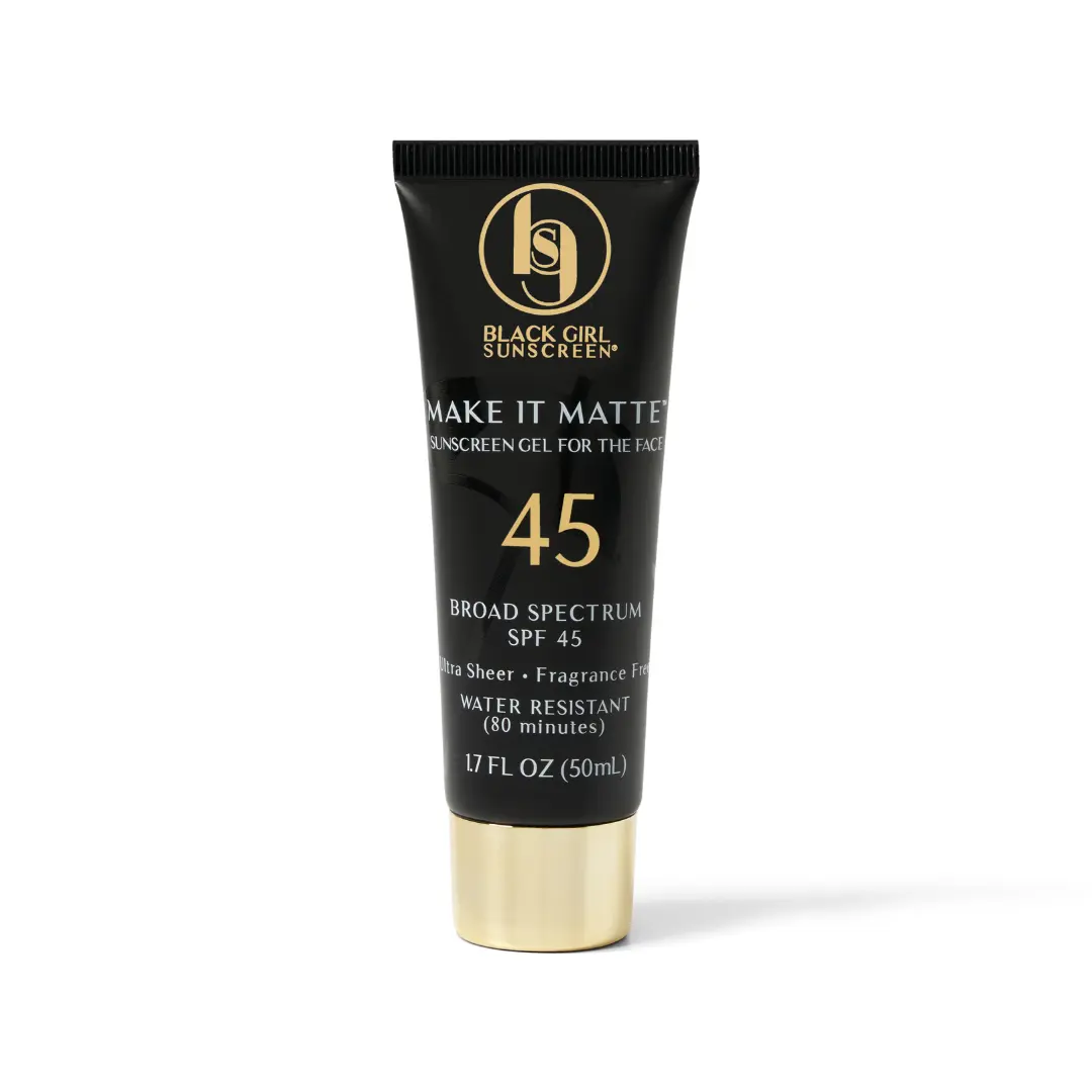 Black Girl Sunscreen Make It Matte SPF 45 - No White Cast Matte Face Sunscreen Gel for Oily Skin with Aloe & Squalane