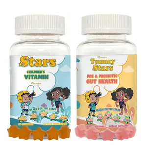 VitaStars Kids Growth & Gut Health Bundle – Daily Multivitamin Gummies + Prebiotic and Probiotic Gummies w/ Fiber –  Gluten Free Vegan, 2 Pack
