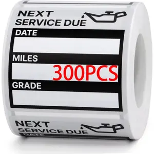 for Oil Change Stickers Vinyl 300 count 2"x 2" Service Black Stickers, Next Service Due Reminder Sticker Labels, Easy to Write on, Easy to Peel with No  (Black)