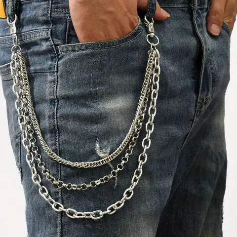 Men's Punk Style Multi-layer Chain Decor Pants Chain, Fashionable Jeans Keychain, Trendy All-match & Exquisite Clothes Accessories, Chain Accessory for Daily & Party Decoration, Decorative Chain Accessory, Chain Included